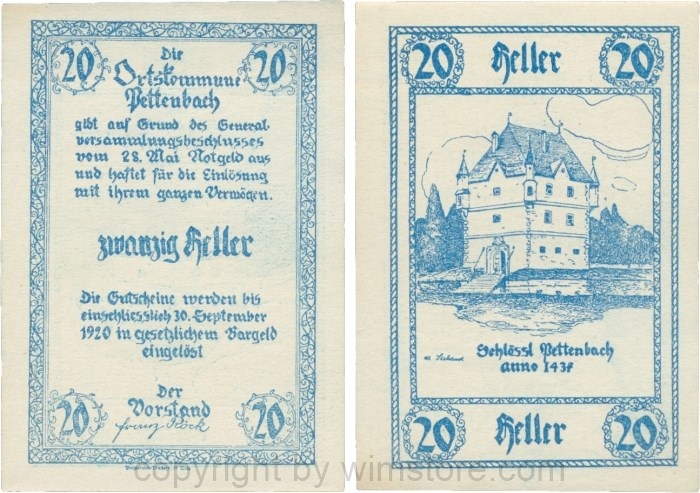 Pettenbach, P0739, Ortskommune, 20 Heller; 1-
