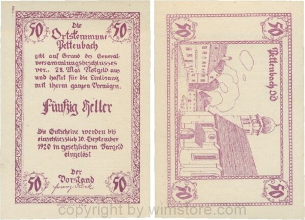 Pettenbach, P0739, Ortskommune, 50 Heller; 1