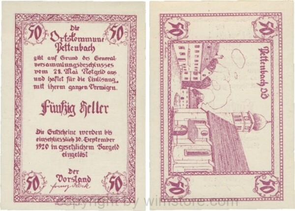 Pettenbach, P0739, Ortskommune, 50 Heller; 1