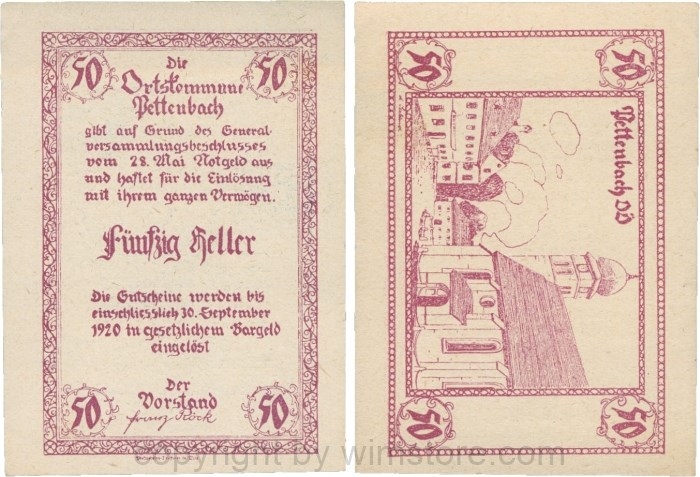 Pettenbach, P0739, Ortskommune, 50 Heller; 1-
