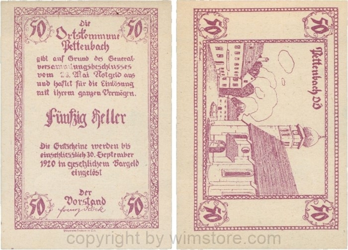 Pettenbach, P0739, Ortskommune, 50 Heller; 1-