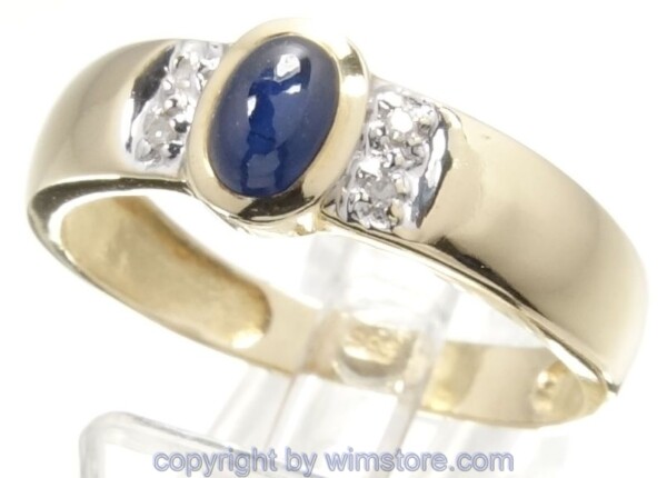 Goldring, Diamanten, Saphir