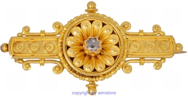 Goldbrosche, Antik, Diamantraute