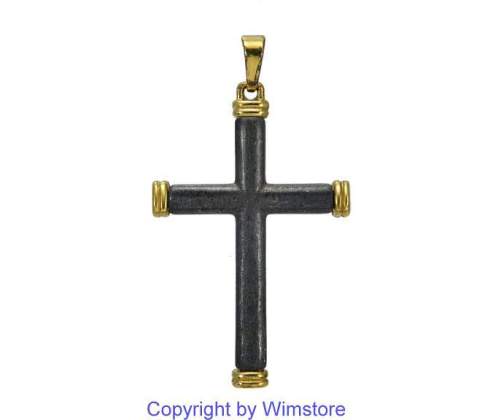 Silberanhänger, Kreuz, geschwärzt und teilvergoldet, 835er Silber