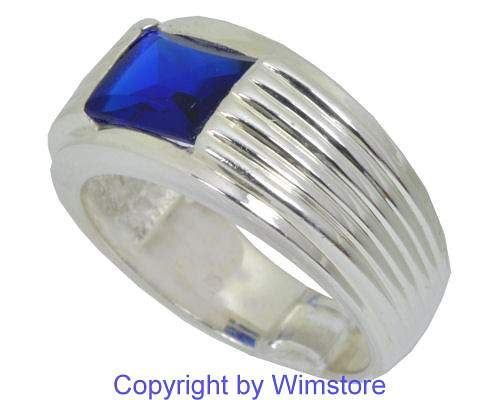 Silberring, blauer Stein, 925er Silber