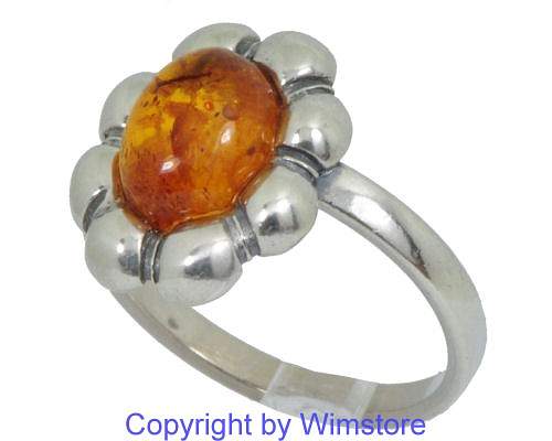 Silberring, Bernstein, 925er Silber