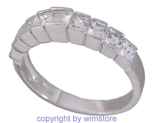 Silberring, weisse Steine, 925er Silber