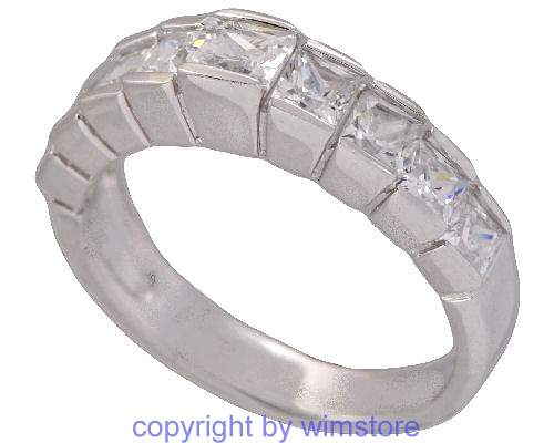 Silberring, weisse Steine, 925er Silber