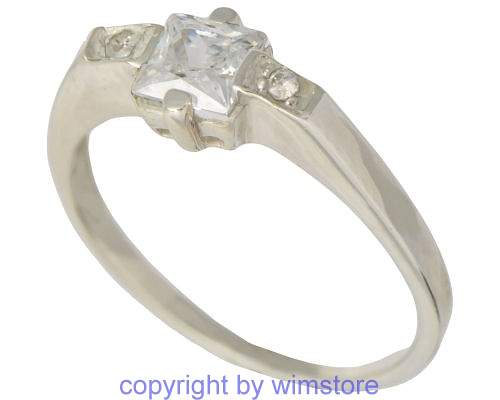Silberring, weisse Steine, 925er Silber
