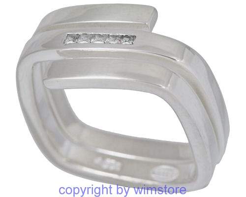 Silberring, weisse Steine, 925er Silber