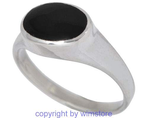 Silberring, schwarzer Stein, 925er Silber
