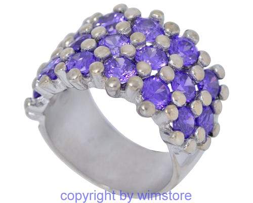 Silberring, violette Steine, 925er Silber