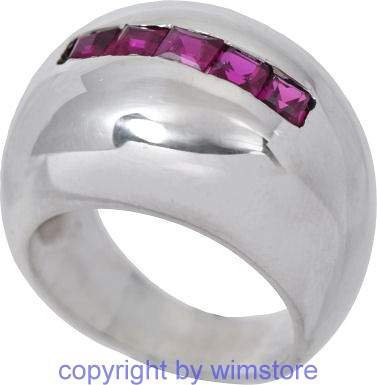 Silberring, rote Steine, 925er Silber