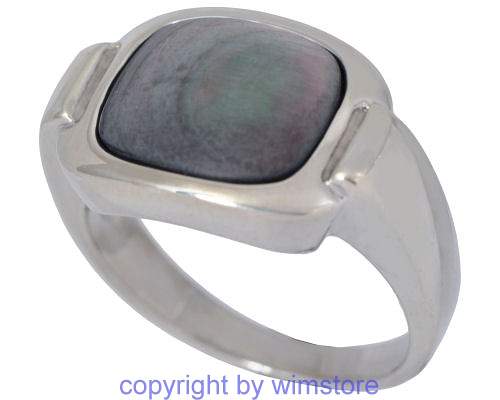 Silberring, grauer Stein, 925er Silber