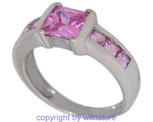 Silberring, rose Steine, 925er Silber