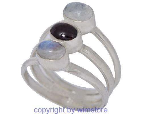 Silberring, bunte Steine, 925er Silber