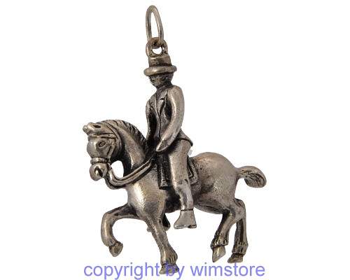 Silberanhänger, Trachtenschmuck, Reiter, 800er Silber