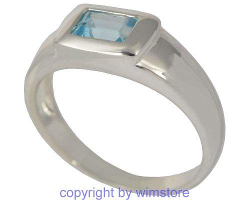 Silberring, hellblauer Stein, 925er Silber