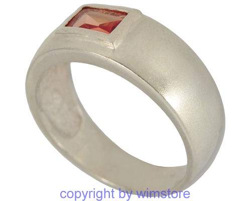 Silberring, oranger Stein, 925er Silber