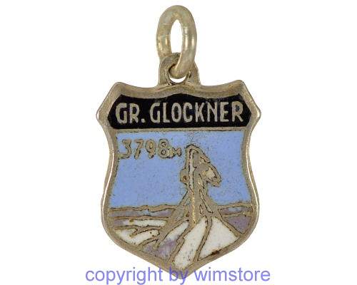 Silberanhänger, Bettelarmband, Wappen, Groß Glockner, 900er Silber
