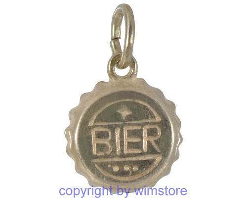 Silberanhänger, Bettelarmband, Bierkapsel, 800er Silber