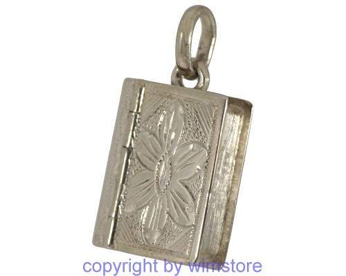 Silberanhänger, Buchmedaillon, 925er Silber