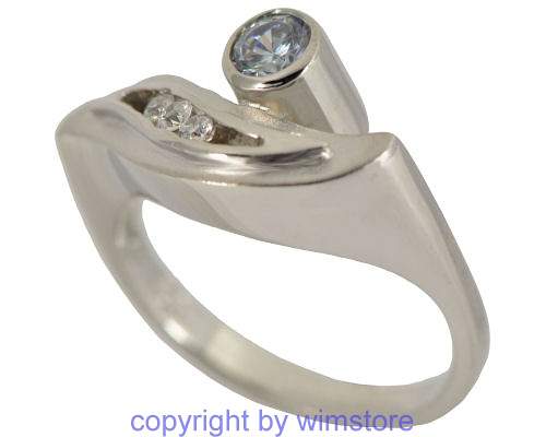Silberring, weisse Steine, 925er Silber