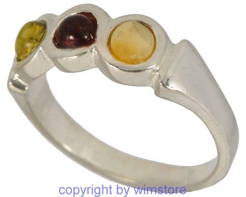 Silberring, Bernstein, 925er Silber