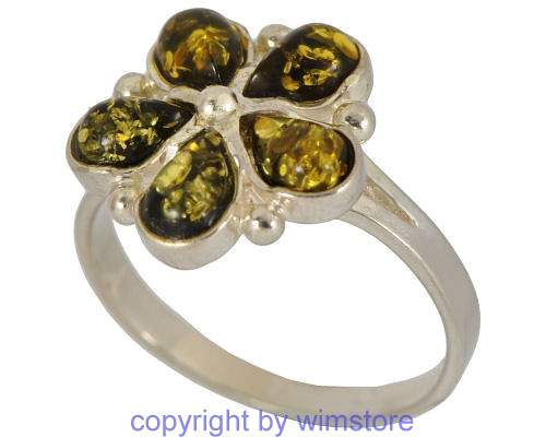 Silberring, Bernstein, 925er Silber