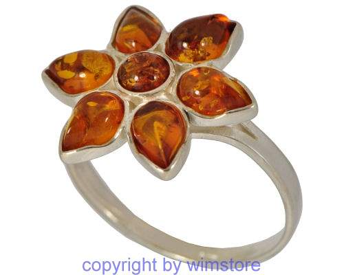 Silberring, Bernstein, 925er Silber