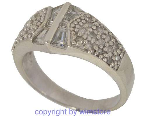 Silberring, weisse Steine, 925er Silber