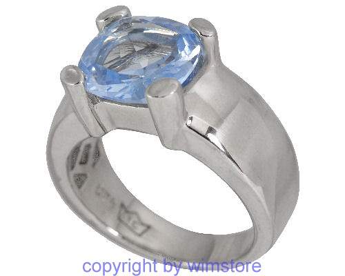 Silberring, hellblauer Stein, 925er Silber