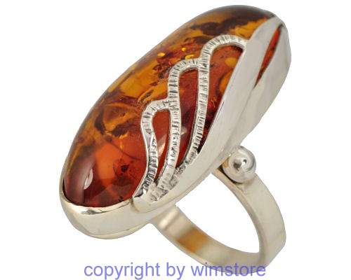 Silberring, Bernstein, 925er Silber