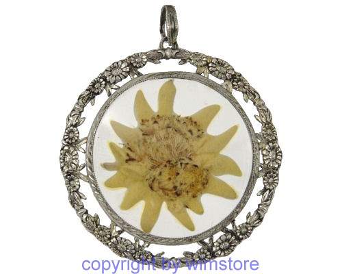Silberanhänger, Trachtenschmuck, Edelweiss, 800er Silber