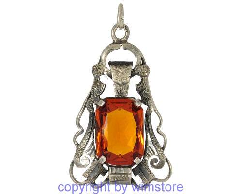 Silberanhänger, oranger Stein, 800er Silber