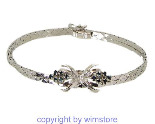 Silberarmband, blaue Steinchen, 835er Silber
