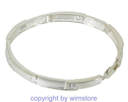Silberarmband, weisse Steinchen, 925er Silber
